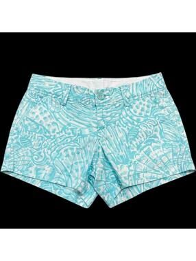 LILLY PULITZER Callahan Blue White Sea Cups Short Sz 2